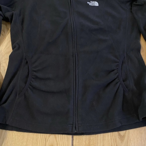 North Face full Zip Micro Fleece jacket womens large black Shell Hooded Logo - Picture 11 of 12